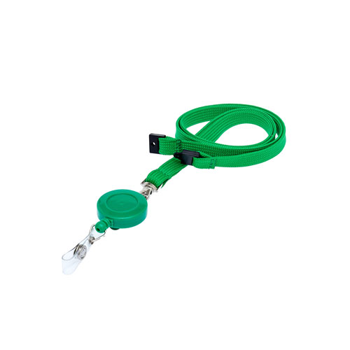 Green Badge Reel On A Lanyard