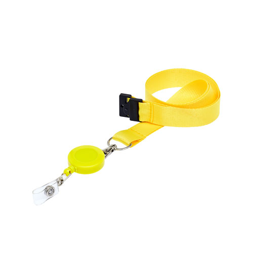 Yellow Badge Reel On A Lanyard